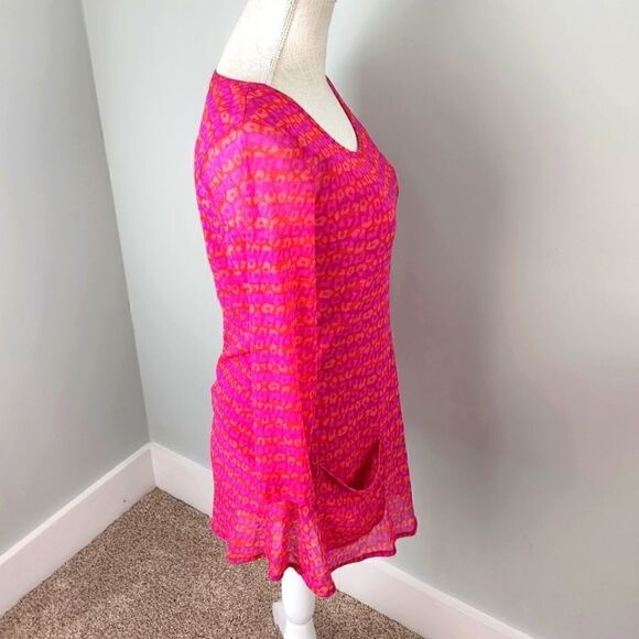 Peck And Peck Women’s Pink Floral Sheer Over Pink Tank Shirt Tunic Size Small - Picture 3 of 5